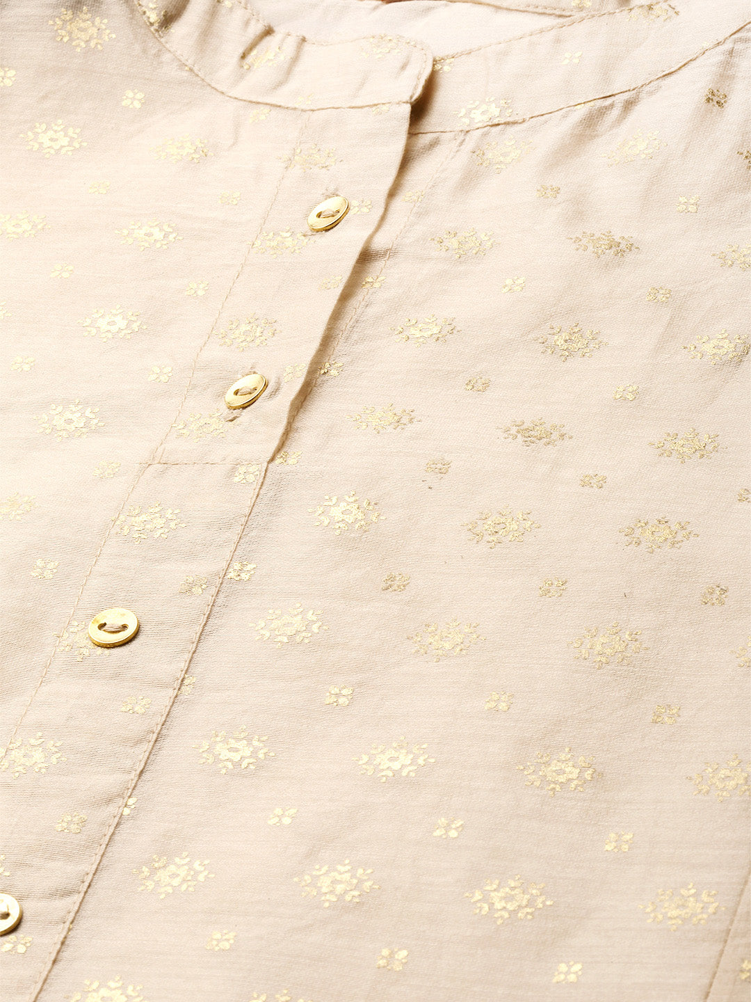 Juniper Womens Beige Chanderi Foil Print Kurta - Distacart