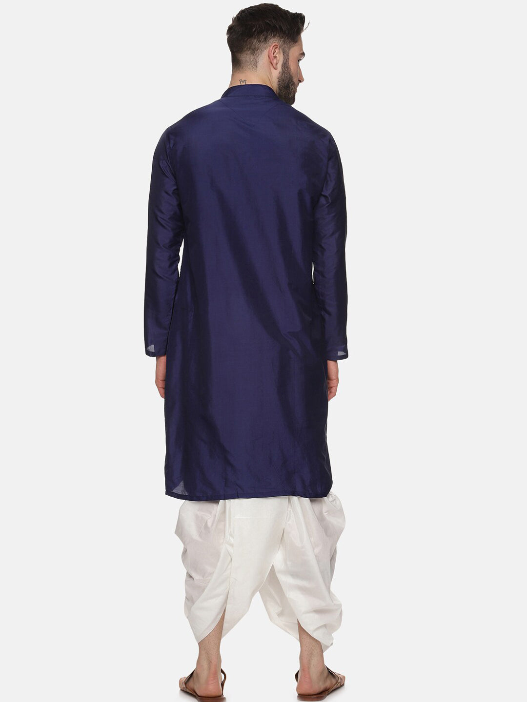 Sethukrishna Men Navy Blue Angrakha Kurta with Dhoti Pants - Distacart