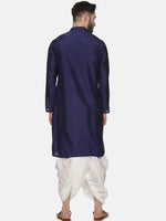 Thumbnail for Sethukrishna Men Navy Blue Angrakha Kurta with Dhoti Pants - Distacart