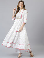 Thumbnail for Khushal K Women White Printed Empire Design Anarkali Kurta - Distacart