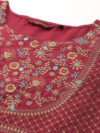 Thumbnail for Sangria Women Red Yoke Design Sequined Kurta - Distacart