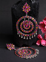 Thumbnail for Shining Diva Multicoloured Oxidised Contemporary Drop Earrings - Distacart