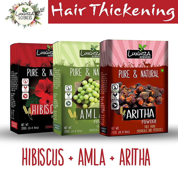 Luxura Sciences Natural Hair Care for Hair Thickening - Hibiscus + Amla + Aritha - Distacart