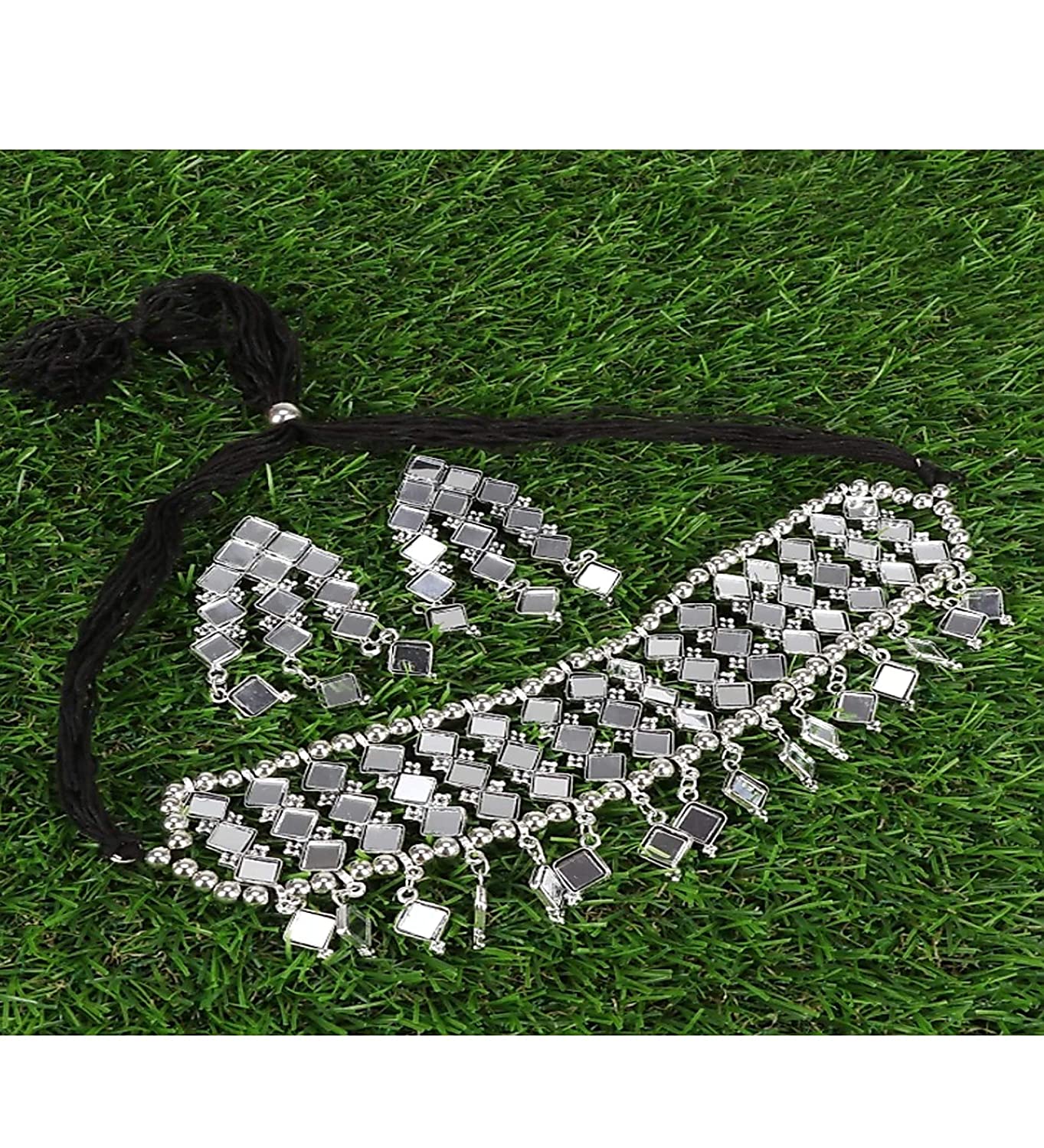 Silver-Plated Alloy Kundan Studded Oxidised Choker Necklace - The Pari - Distacart