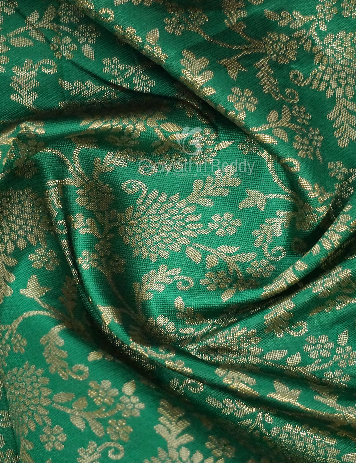 Shades of Green Floral Designbanaras Semi Silk Saree By Gayathri Reddy Designer Studio - Distacart