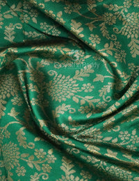 Thumbnail for Shades of Green Floral Designbanaras Semi Silk Saree By Gayathri Reddy Designer Studio - Distacart