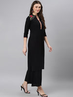 Thumbnail for Khushal K Women Black Geometric Thread Work Kurta - Distacart
