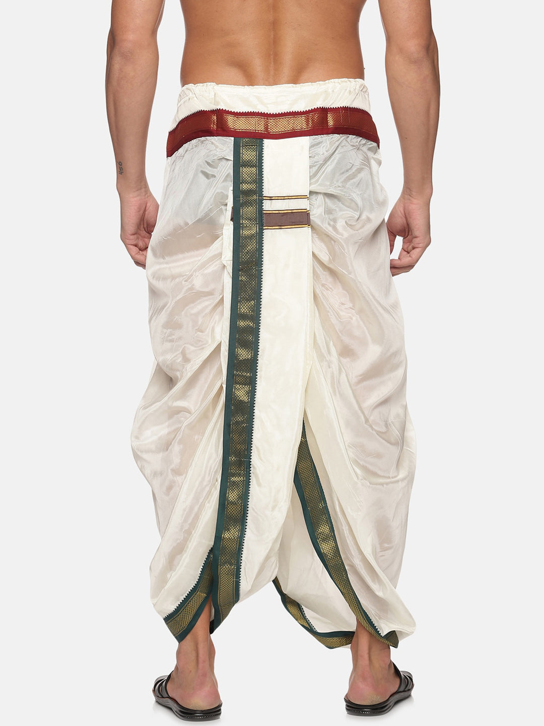 Sethukrishna Men Cream Solid Art Silk Dhotis - Distacart