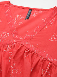 Thumbnail for HERE&NOW Floral Print Cotton Empire Kurta with Trousers - Distacart