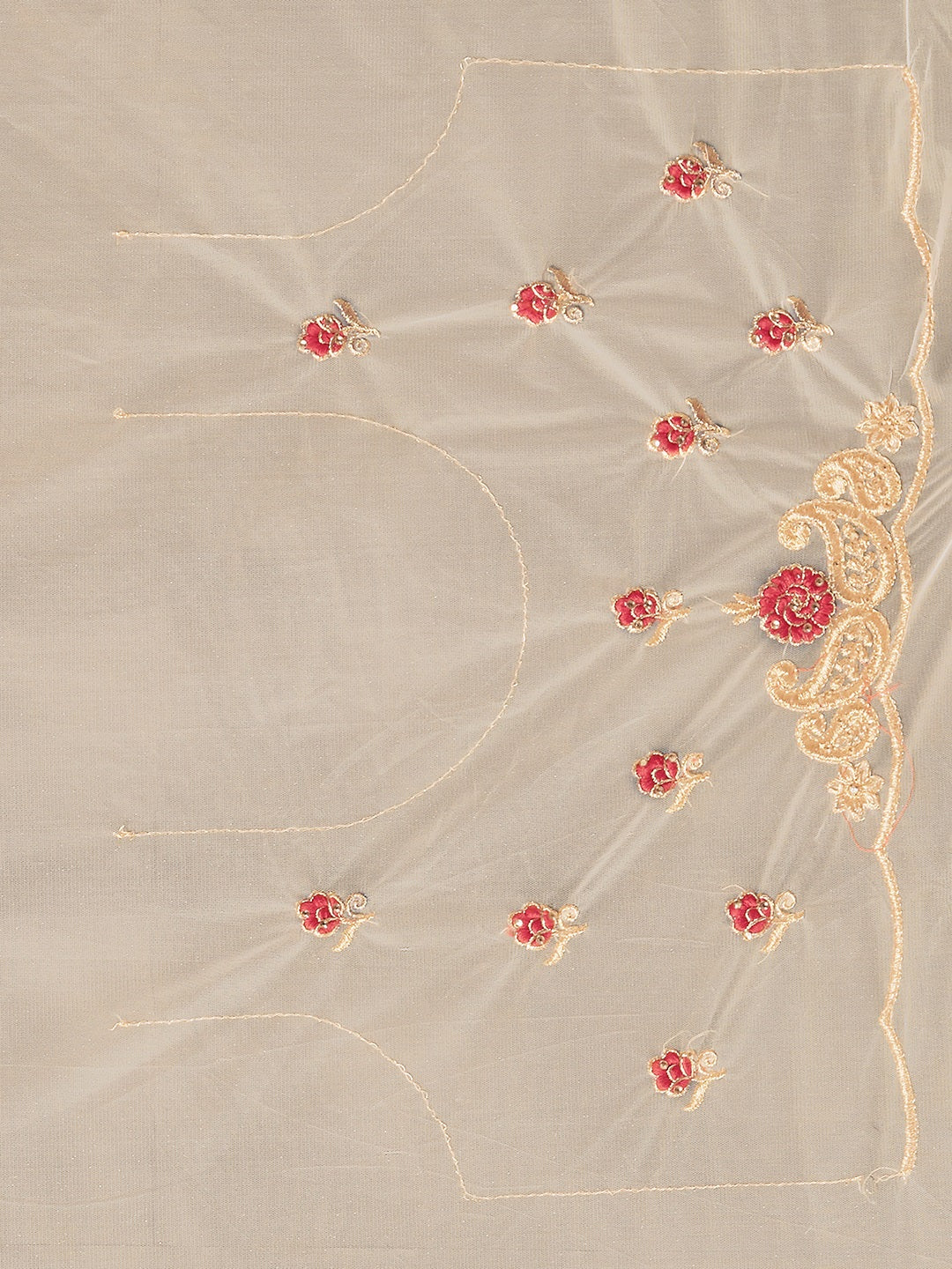 Tikhi Imli Off-White & Gold-Coloured Net Embroidered Saree - Distacart