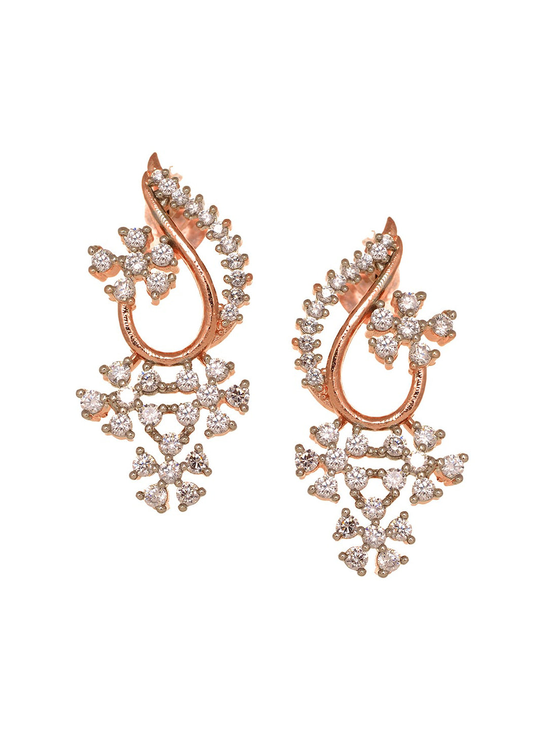 Saraf RS Jewellery Rose Gold-Plated White AD-Studded Jewellery Set - Distacart