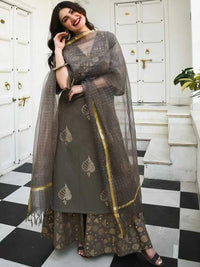Thumbnail for Kalini Floral Printed Regular Kurta With Palazzos & Dupatta - Distacart