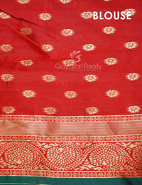 Thumbnail for Shades of Green Floral Designbanaras Semi Silk Saree By Gayathri Reddy Designer Studio - Distacart