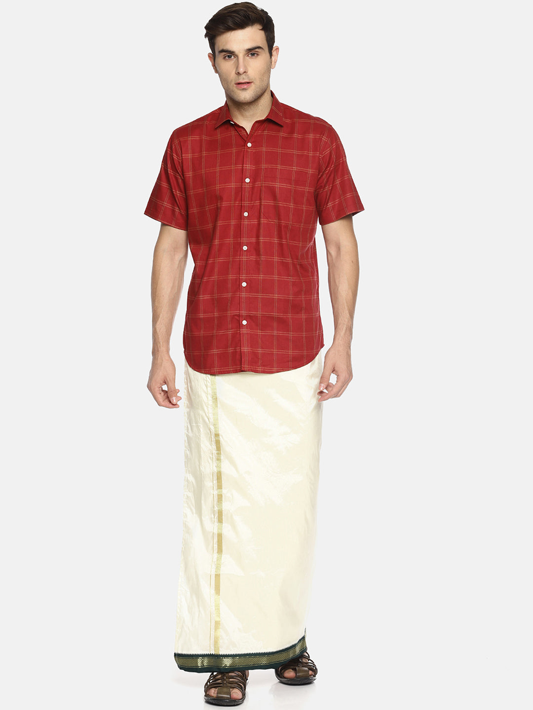 Sethukrishna Cream-Coloured Solid Readymade Dhoti For Men - Distacart