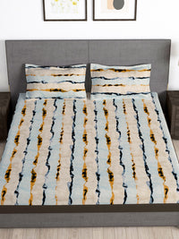 Thumbnail for Story@home Arena Cream-Coloured & Grey Printed 180 TC Bedsheet & Pillow Covers - Distacart