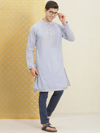 Thumbnail for House of Pataudi Jashn Pure Cotton Yoke Design Sequinned Kurta - Distacart