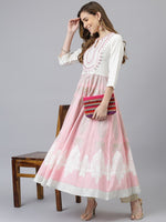 Thumbnail for Khushal K Women Pink Ethnic Motifs Embroidered Thread Work Anarkali Kurta - Distacart