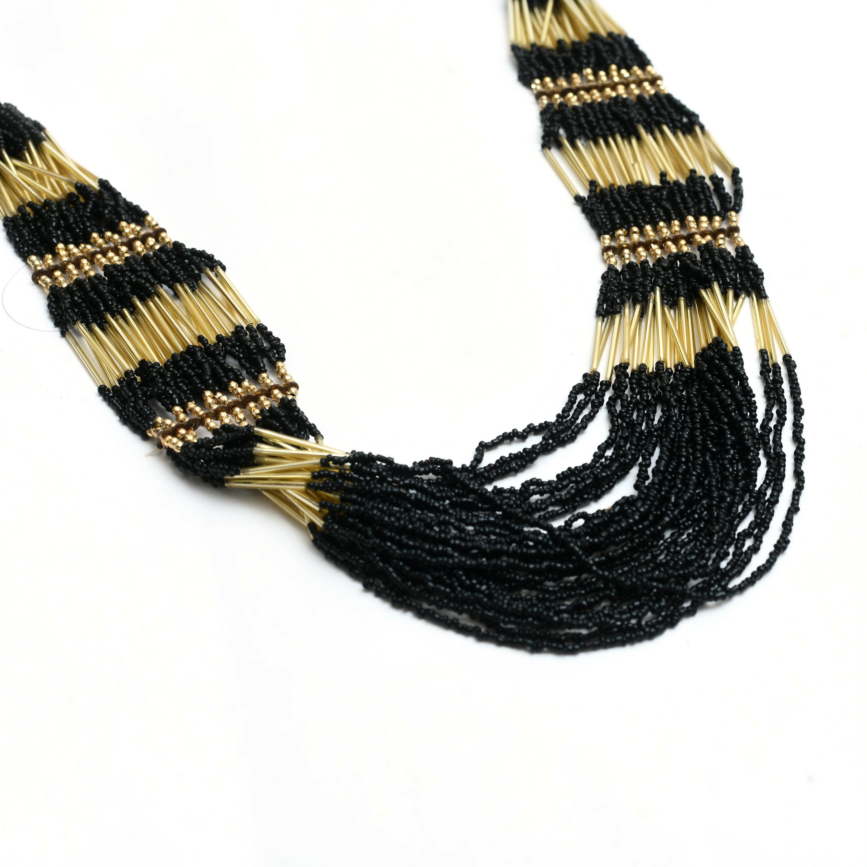 Mominos Fashion Johar Kamal Handicraft Finish Beads Work Long Necklace For Women (Black /Golden) - Distacart