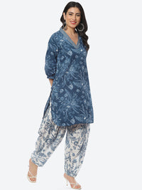 Thumbnail for Biba V-Neck Floral Printed Cotton Straight Kurta With Salwar - Distacart