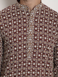 Thumbnail for Sojanya Geometric Embroidered Mandarin Collar Kurta - Distacart
