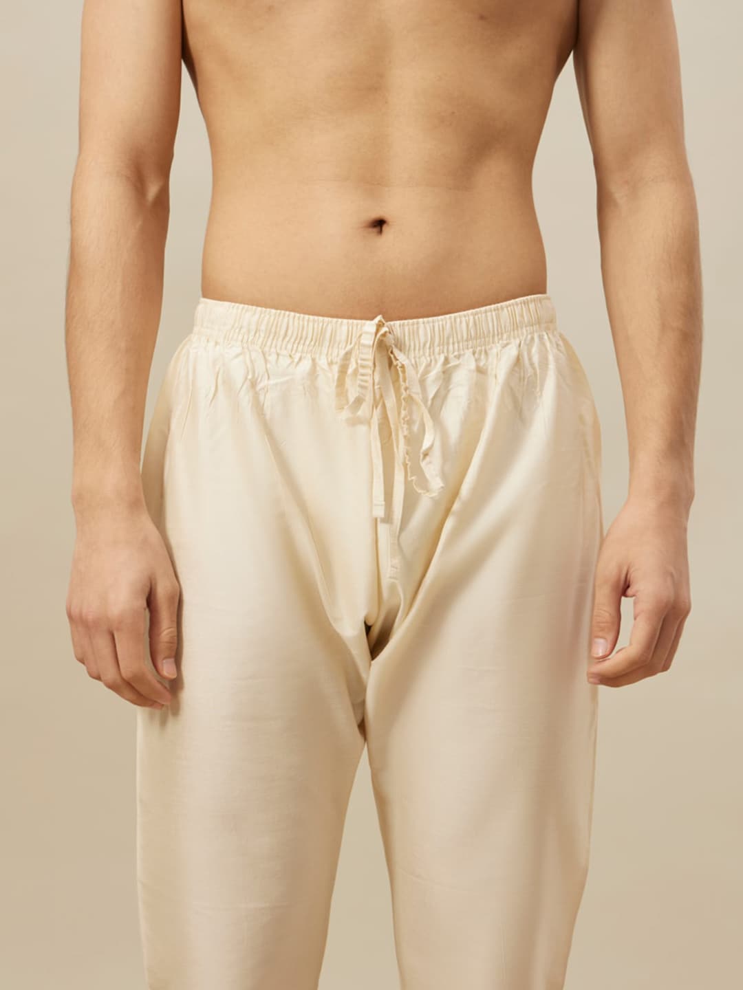 Manyavar Self Design Mandarin Collar Pure Cotton Kurta With Pyjamas - Distacart