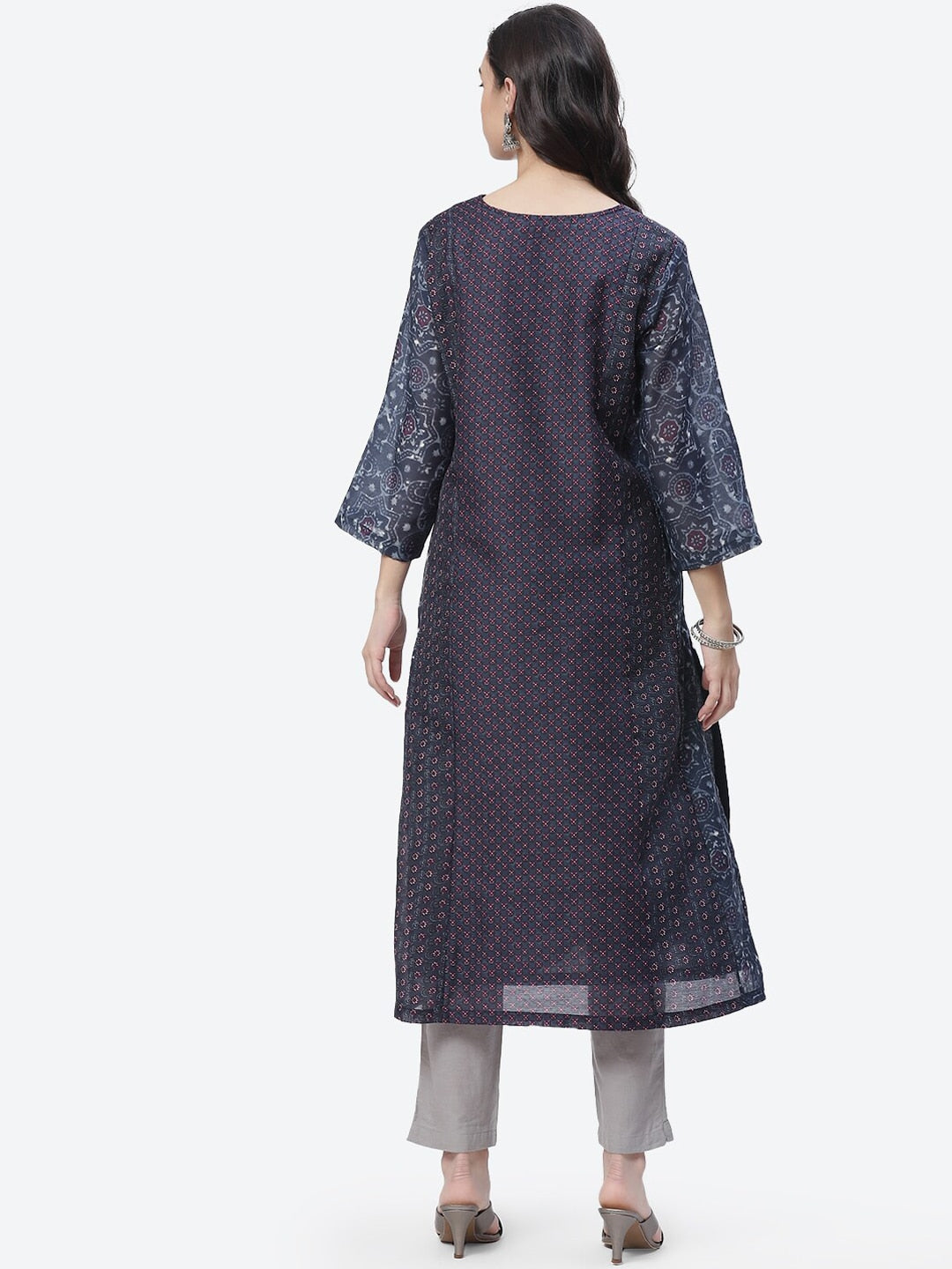 Biba Women Navy Blue Ethnic Motifs Printed Indigo Kurta - Distacart