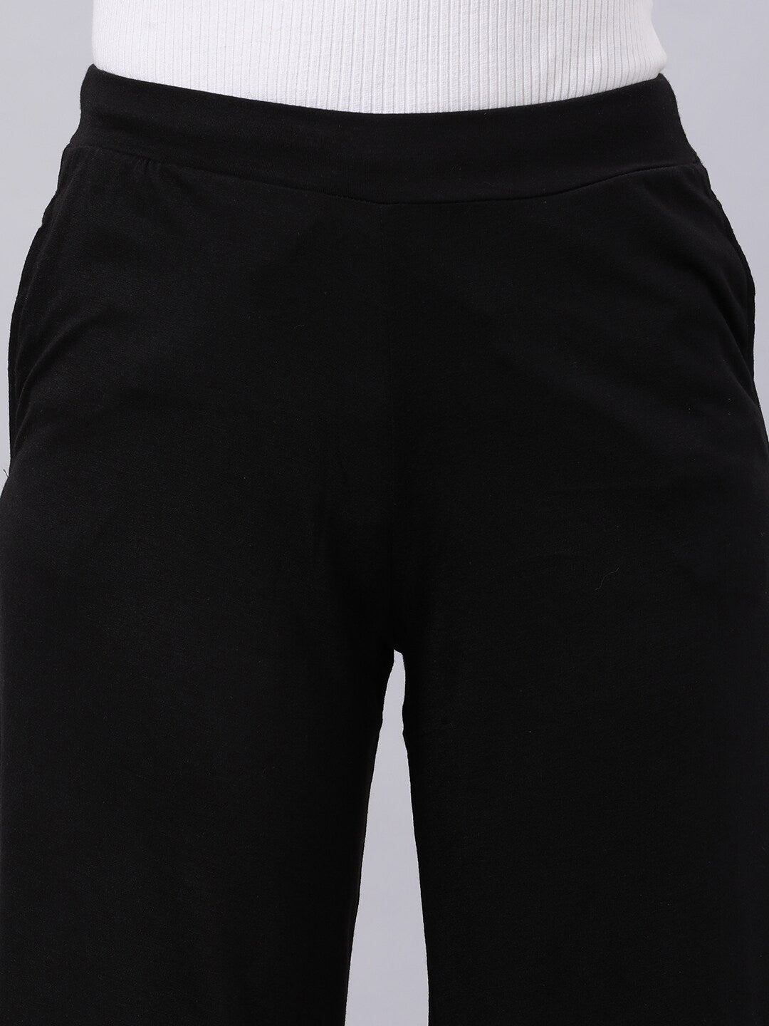 Souchii Women Black Liva Solid Palazzos - Distacart