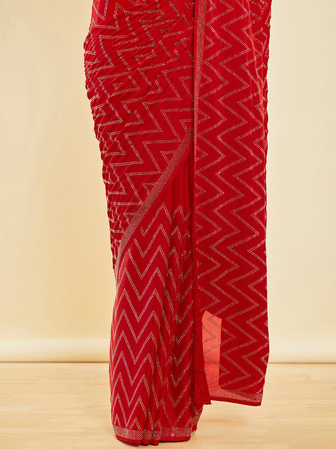 Soch Red Embellished Beads and Stones Saree - Distacart