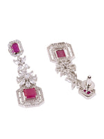 Thumbnail for Saraf RS Jewellery Rhodium-Plated Pink AD studded Jewellery Set - Distacart