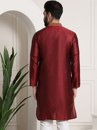 Thumbnail for Sojanya Men Red Embroidered Straight Kurta - Distacart