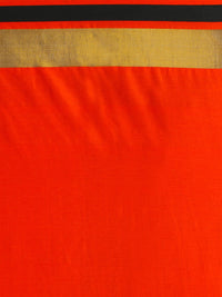 Thumbnail for Saree Mall Red & Gold-Toned Silk Cotton Colourblocked Kanjeevaram Saree - Distacart