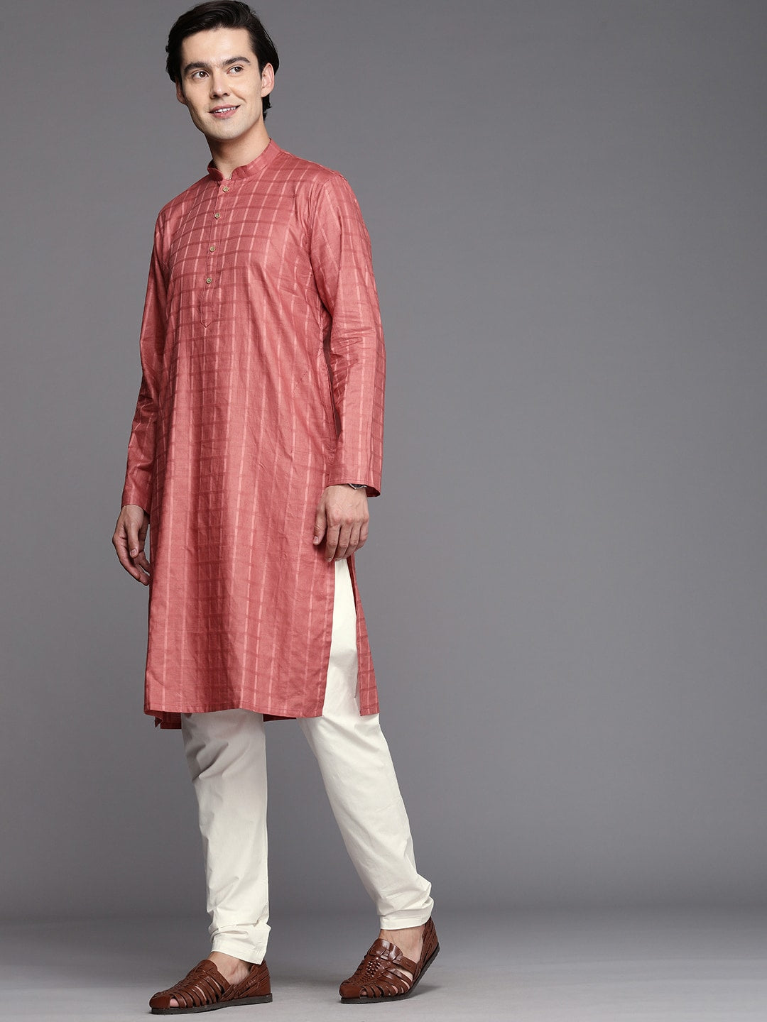 Manyavar Men Coral Kurta with Churidar - Distacart