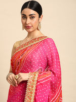 Thumbnail for Mitera Bandhani Gotta Patti Pure Chiffon Saree - Distacart