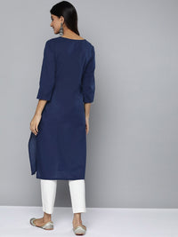 Thumbnail for HERE&NOW Yoke Design Thread Work Cotton Kurta - Distacart
