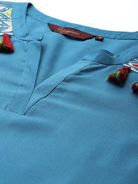 Thumbnail for Sangria Women Tassel Detail Straight Kurta with Pocket - Distacart