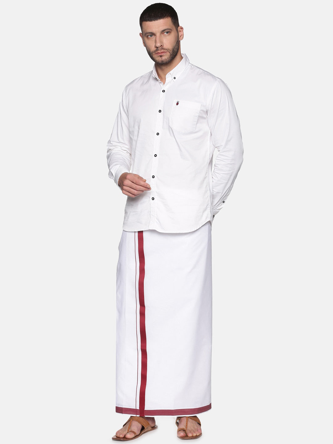 Sethukrishna Men White Solid Dhoti - Distacart