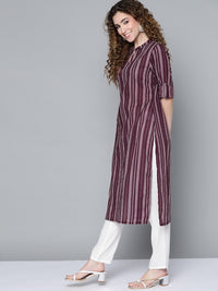 Thumbnail for HERE&NOW Women Burgundy & White Printed Kurta - Distacart