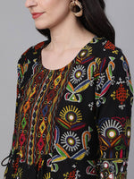 Thumbnail for Ishin Women Black & Black Printed Anarkali Kurta - Distacart