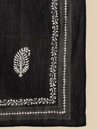 Thumbnail for Sangria Black Ethnic Motifs Printed Pure-Cotton Straight Kurta With Trouser & Dupatta - Distacart