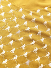 Thumbnail for Biba Women Mustard & Golden Striped Kurta with Trousers - Distacart