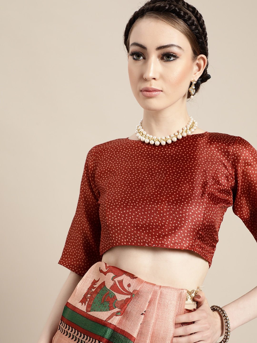Saree Mall Saree Mall Trendy Peach and Maroon Art Silk Saree - Distacart