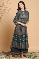 Thumbnail for Juniper Women's Jadegreen Georgette Printed Layered Dress - Distacart