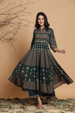 Thumbnail for Juniper Women's Jadegreen Georgette Printed Layered Dress - Distacart