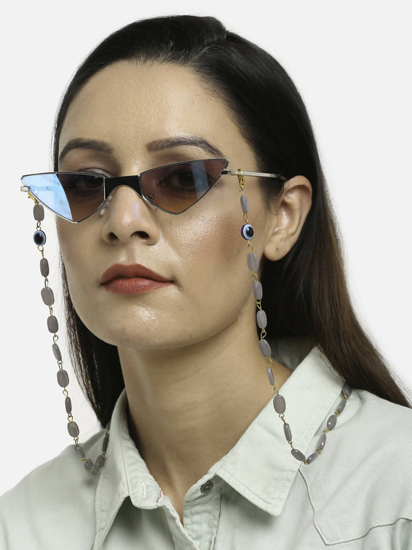 Grey Gold-Toned Alloy Gold Plated Mask Chain - Ruby Raang - Distacart