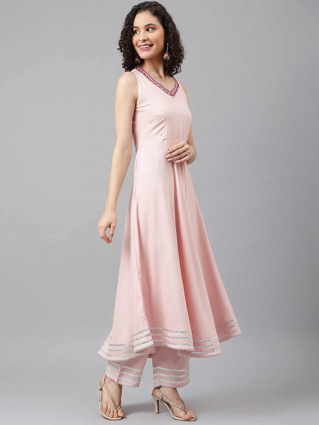 Khushal K Ethnic Motifs Embroidered Gotta Patti Kurta with Palazzos & With Dupatta - Distacart