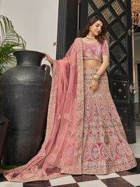 Thumbnail for Myra Mauve Velvet Embroidered Designer Lehenga - Distacart
