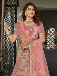 Thumbnail for Myra Mauve Velvet Embroidered Designer Lehenga - Distacart