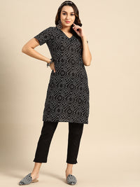 Thumbnail for Sangria Bandhani Printed V-Neck Kurta with Trousers - Distacart