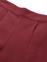 Thumbnail for Jaipur Kurti Women Maroon Solid Cropped Easy Wash Regular Trousers - Distacart