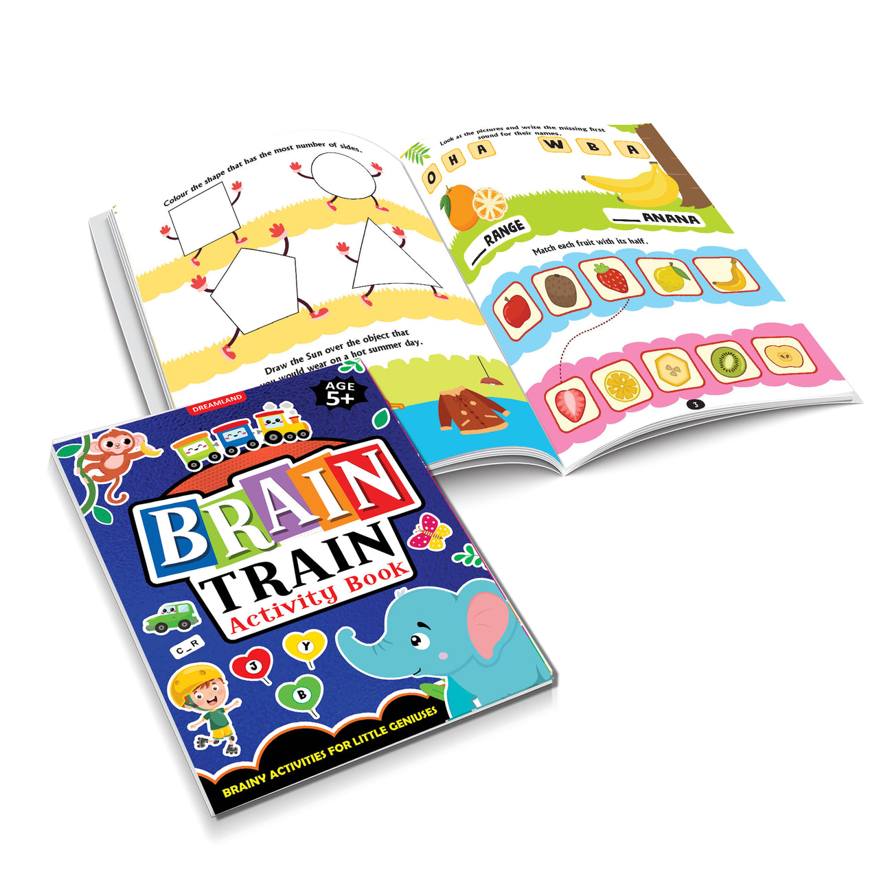 Dreamland Publications Brain Train Activity Book for Kids Age 5+ - With Colouring Pages, Mazes, Puzzles and Word searches Activities - Distacart
